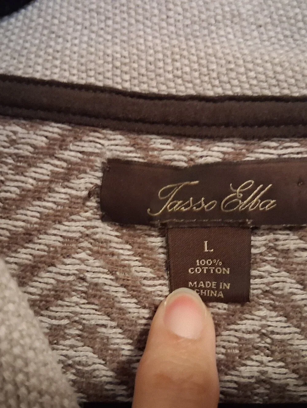 Tasso Elba Men's Tan Chevron Knit Turtleneck Sweater, Size Large